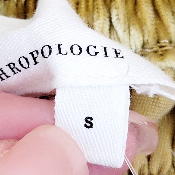 NWT ANTHROPOLOGIE Velvet Puff Sleeve Smocked Top Blouse In Gold Mustard Small - Picture 7 of 10